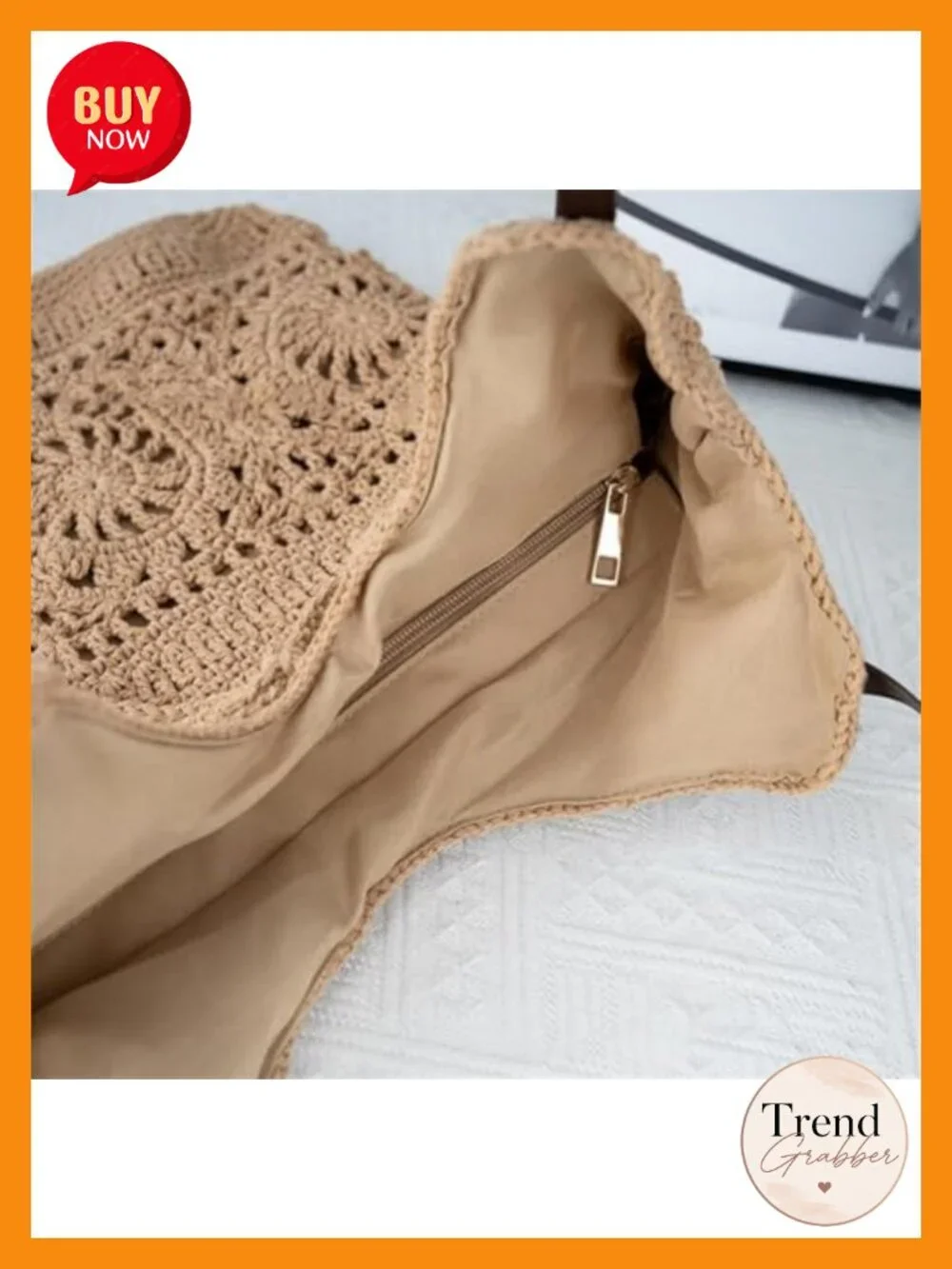 Boho Crochet Summer Handbag Handmade Cotton Rope Knit Shoulder Bag Tote Straw
